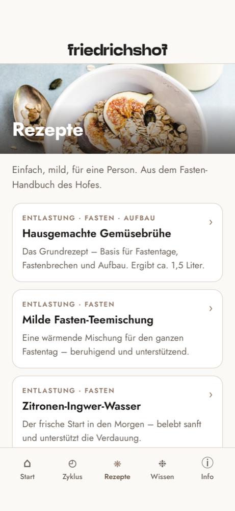 Fastenbegleiter-App: Rezepte für Fastenzeit und Aufbautage